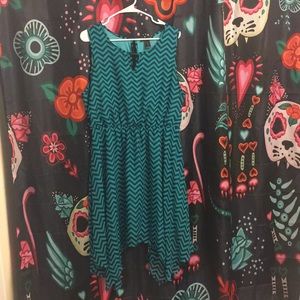 Teal and black chevron print dress size 2x
